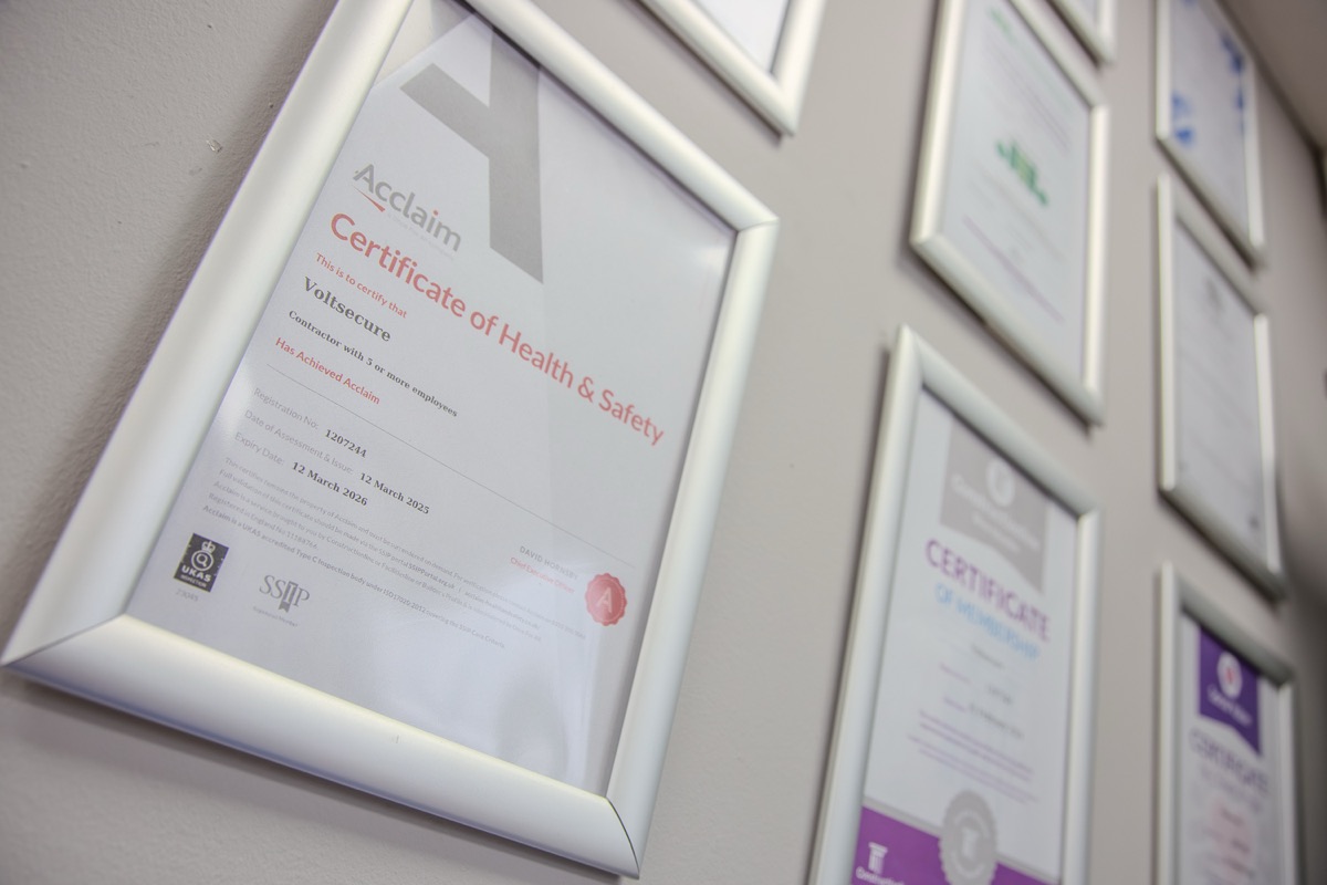 Framed Acclaim Certificate of Health & Safety
