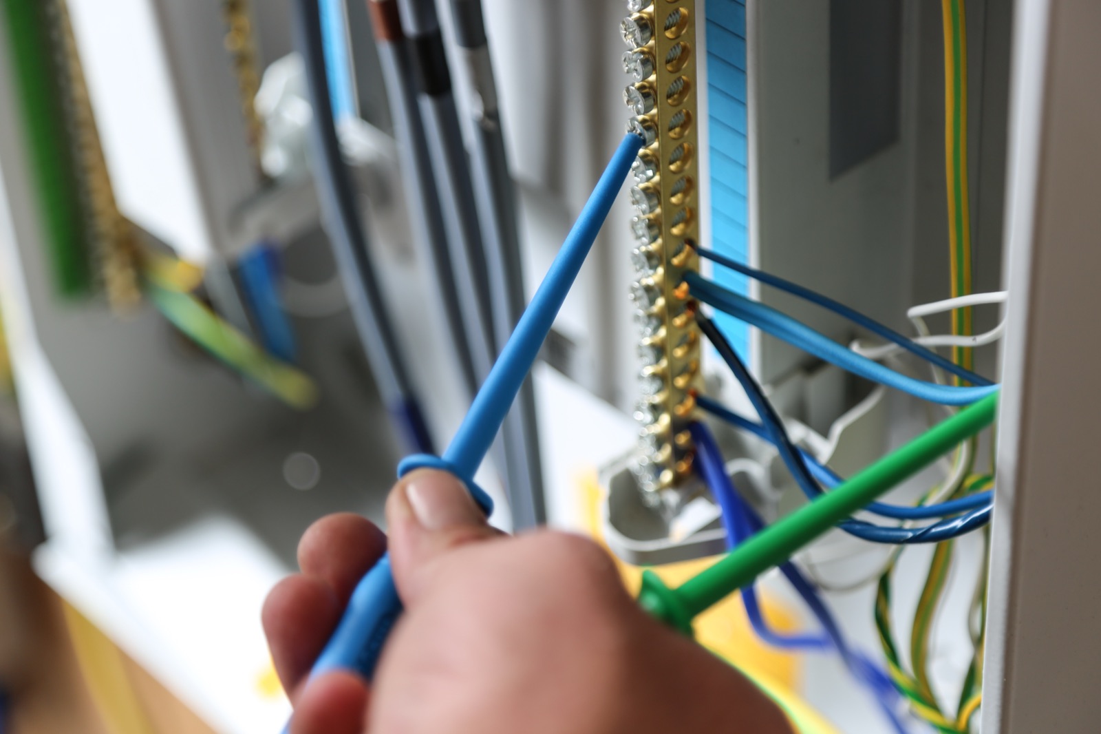Technical wiring close-up - data-centre aspirating install